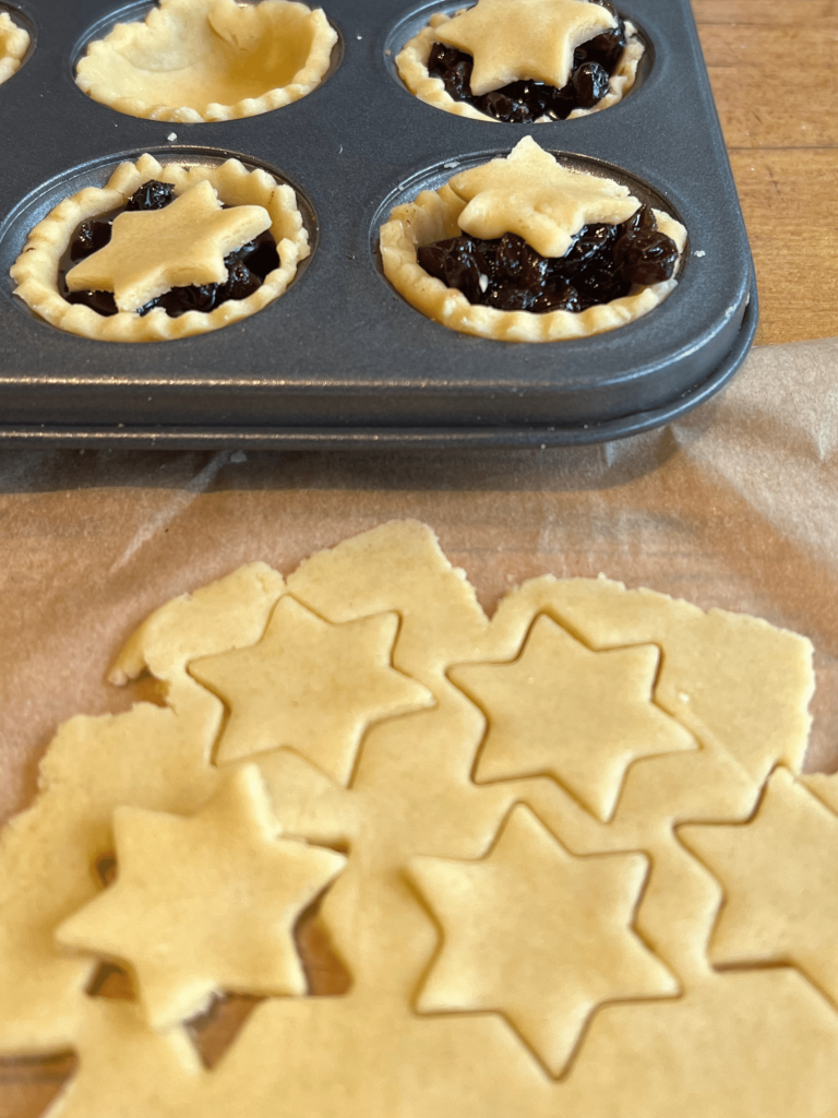 Star topped Christmas mince pies using local ingredients ready to bake