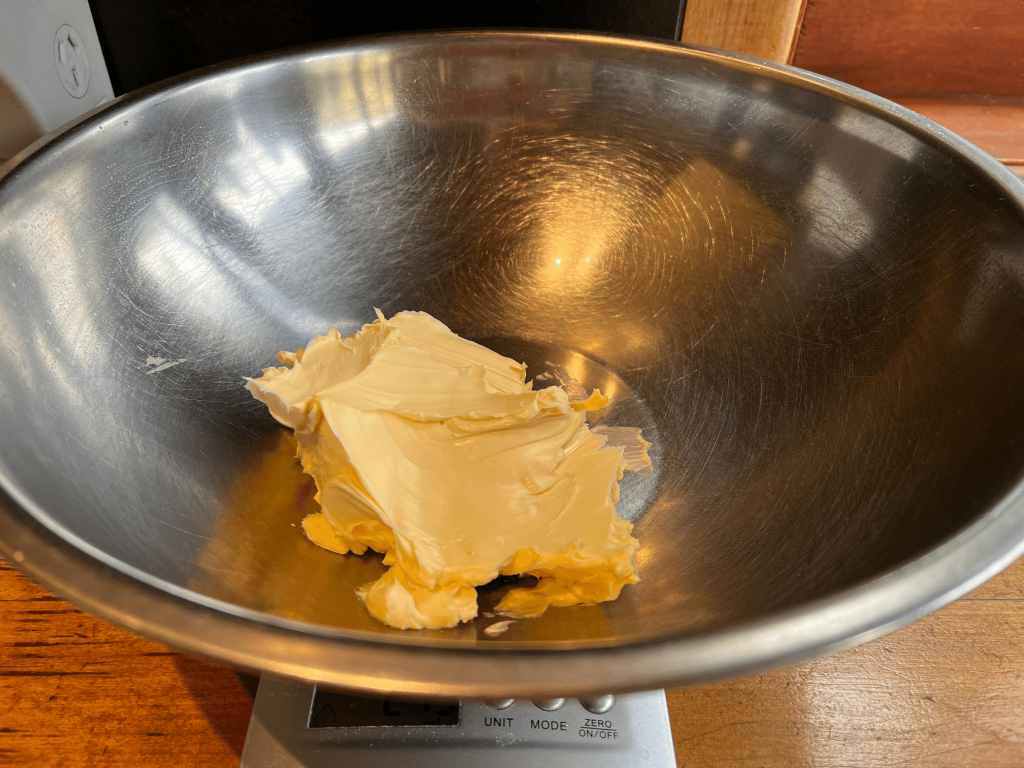 Weigh butter or margarine for pastry dough